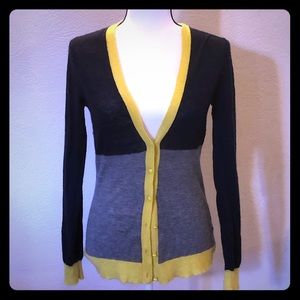 Alpaca/wool color-block cardigan